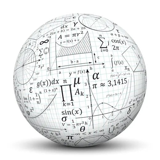 A sphere covered with mathematical formulas