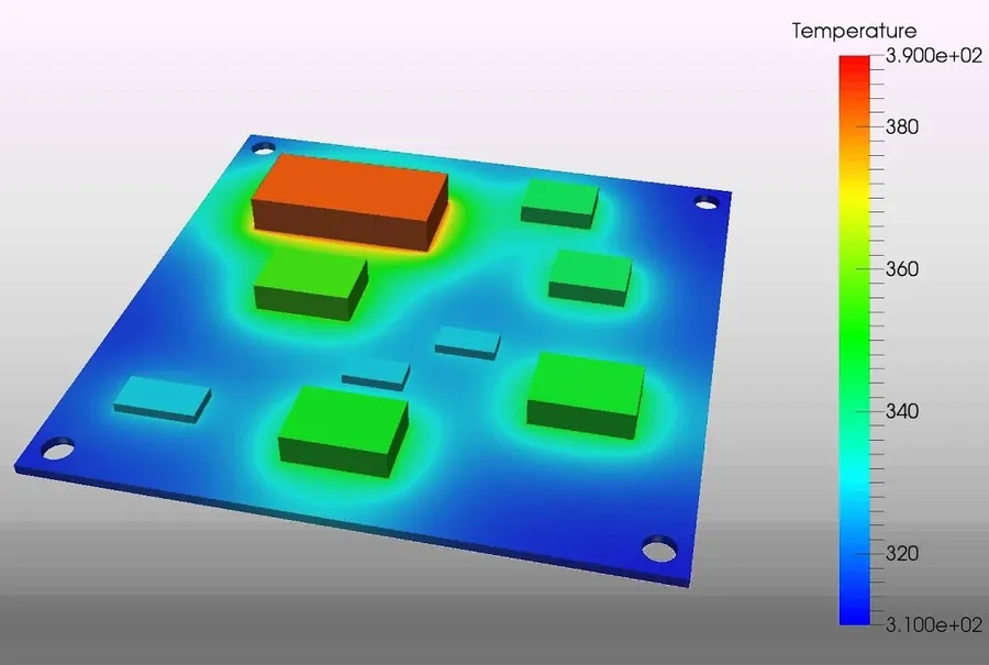 Temperature distribution on an electronic board