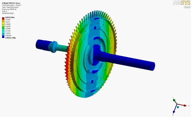 Animated dynamic analysis of a gear