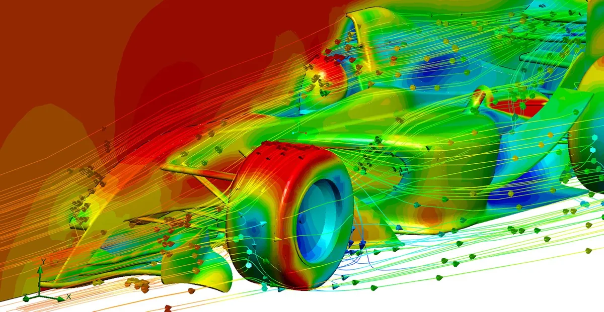 Airflow streamlines around a race car