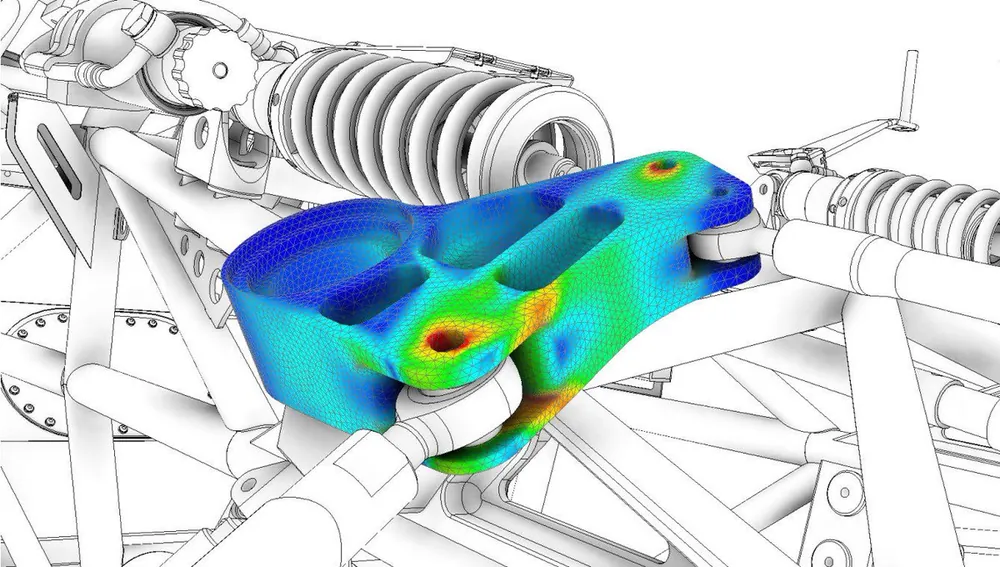 Stress results on a vehicle suspension part