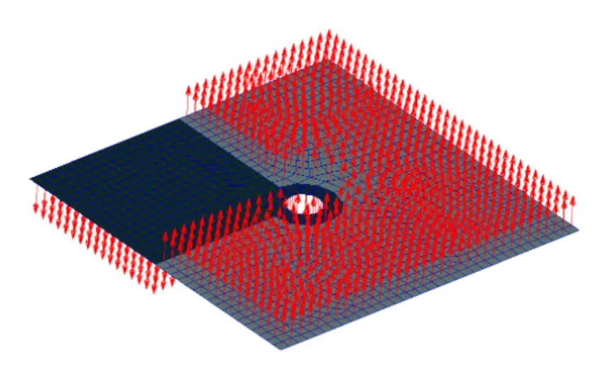 Shell normals displayed on a plate with a hole