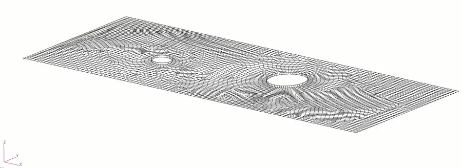 Animated first buckling mode of a panel with holes