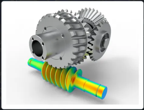 Stress results on a worm gear assembly