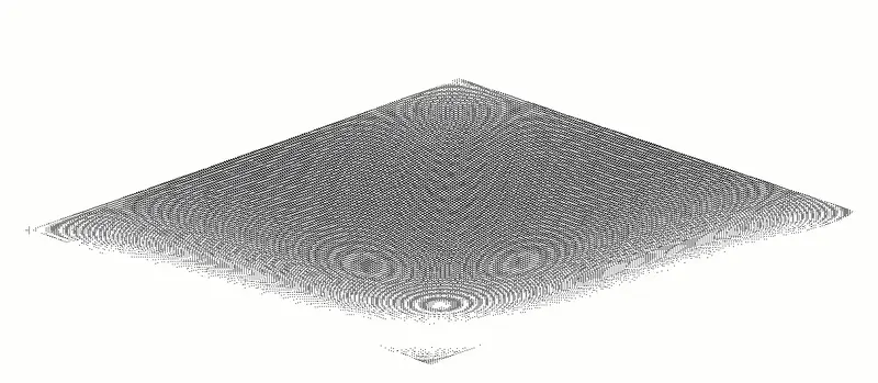 Animated mode shape of a simply supported plate at 197 Hz